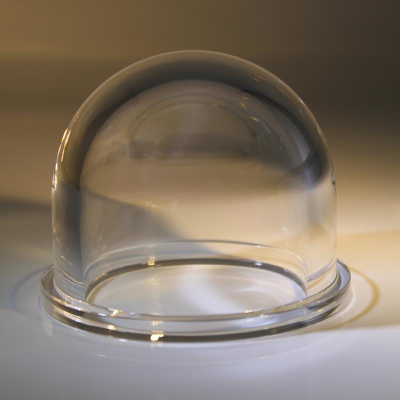 Quartz glass hyper hemispherical dome lens with flange
