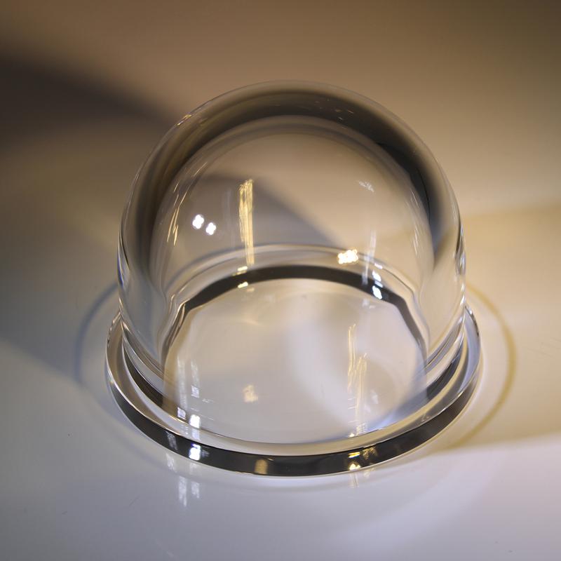 Quartz glass hyper hemispherical dome lens with flange