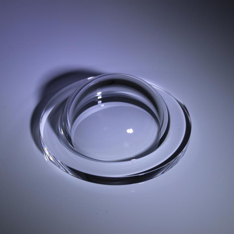 Quartz glass dome lens with flange