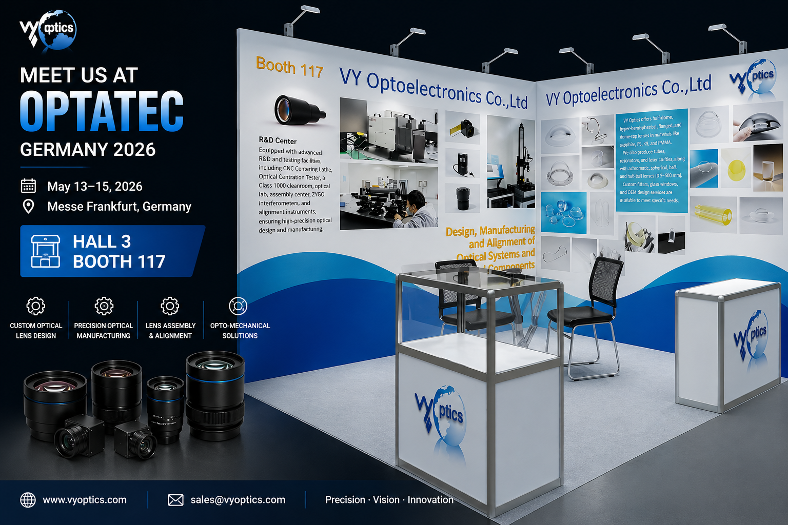 VY Optics exhibiting at Optatec Germany optical exhibition Hall 3 Booth 117