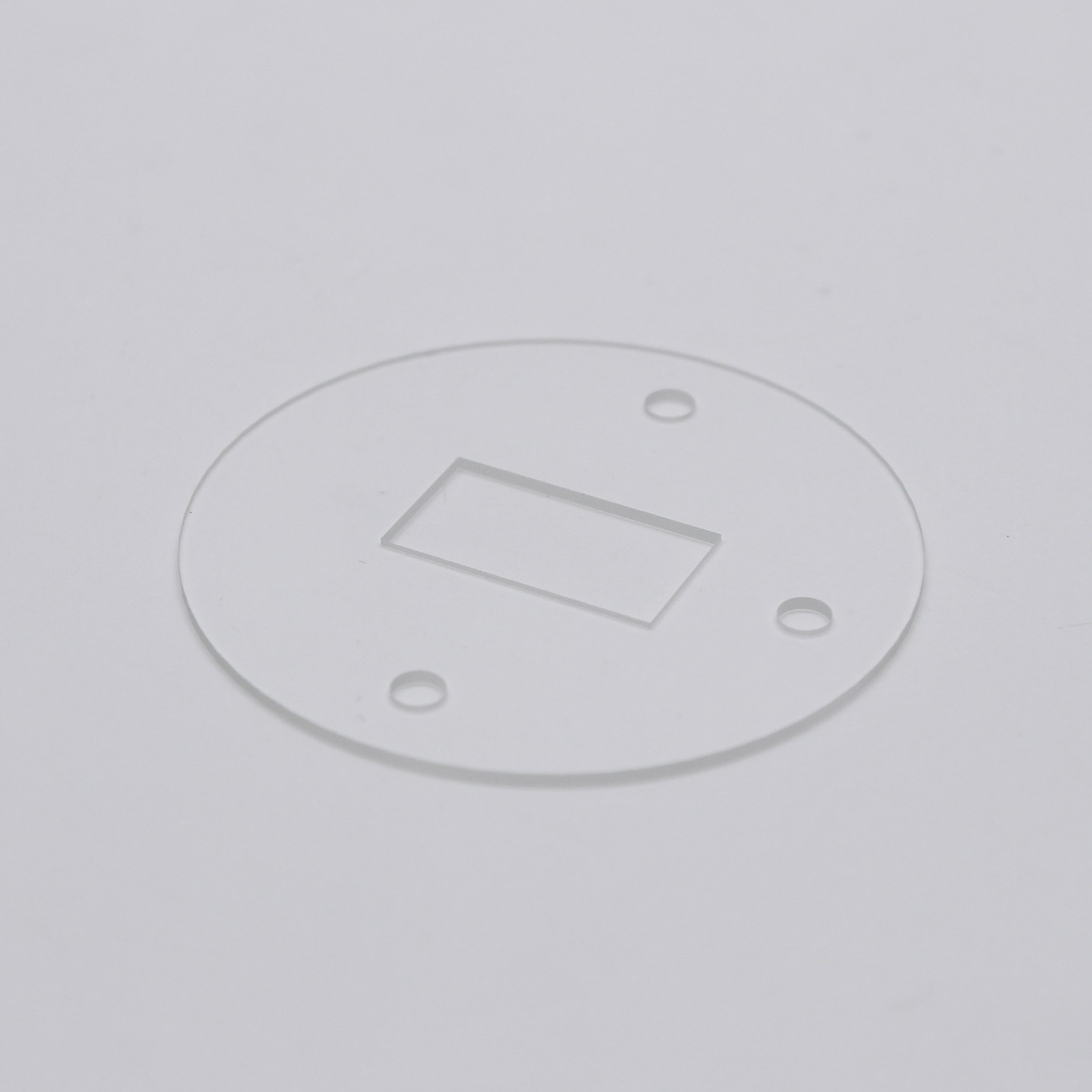 Custom quartz optical window with drilled holes made of fused silica for laser and UV application