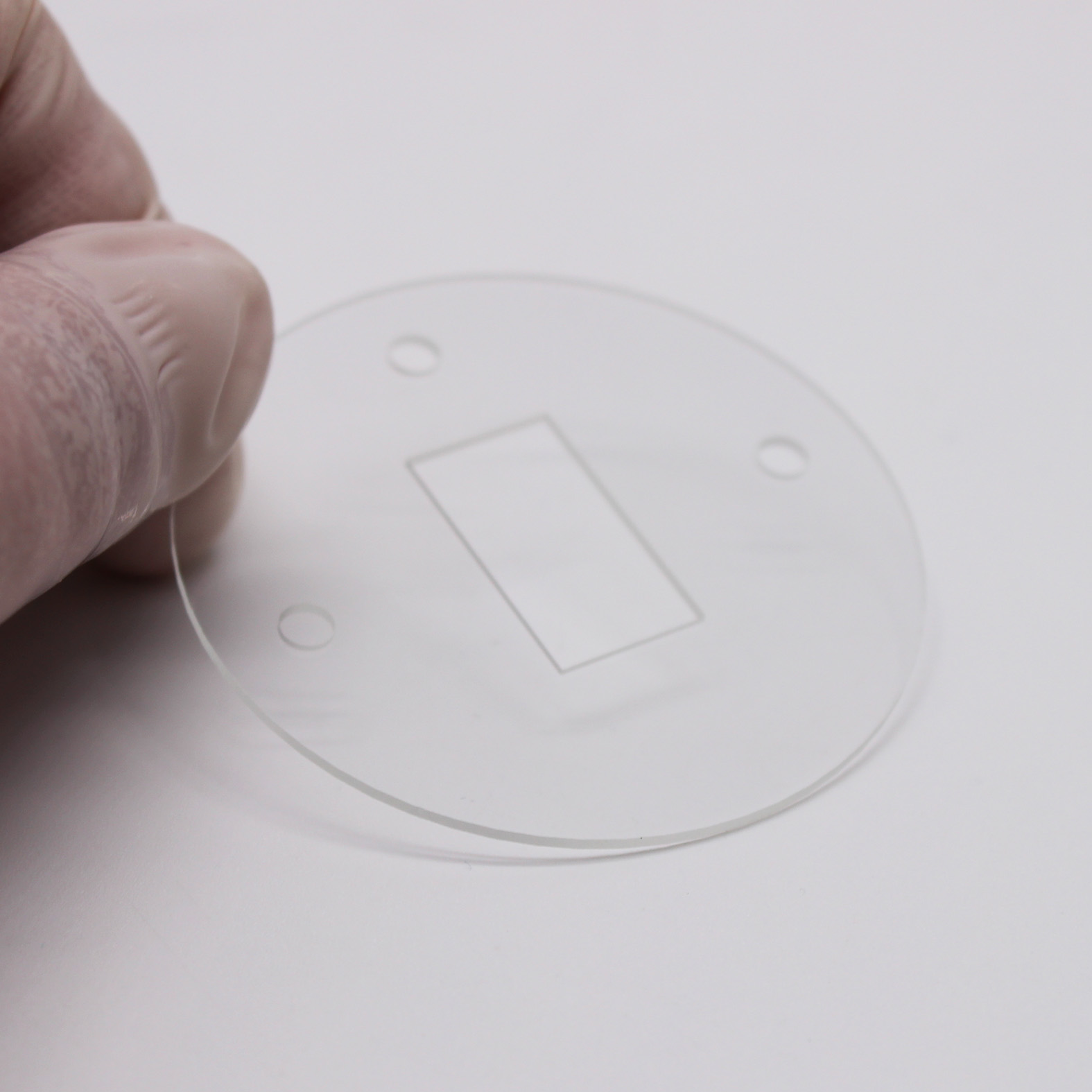 Custom quartz optical window with drilled holes made of fused silica for laser and UV application