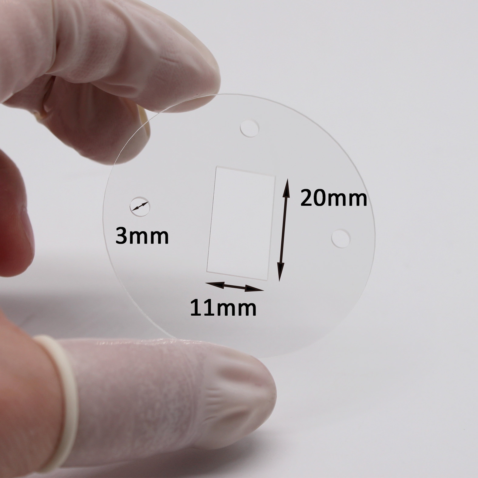 Custom quartz optical window with drilled holes made of fused silica for laser and UV application