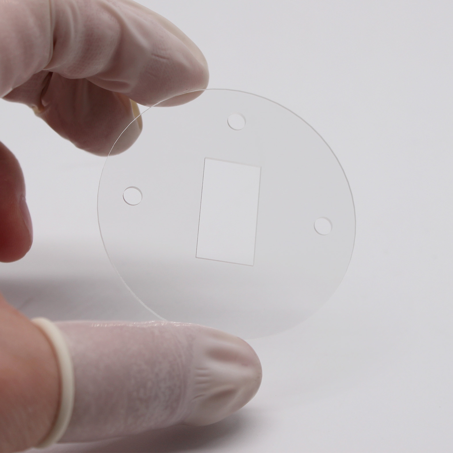 Custom quartz optical window with drilled holes made of fused silica for laser and UV application