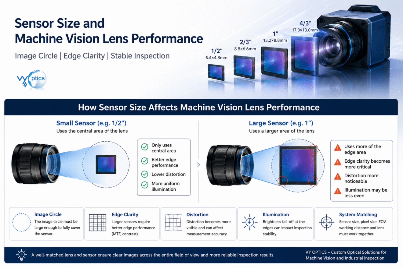 sensor size affecting machine vision lens performance by VY Optics