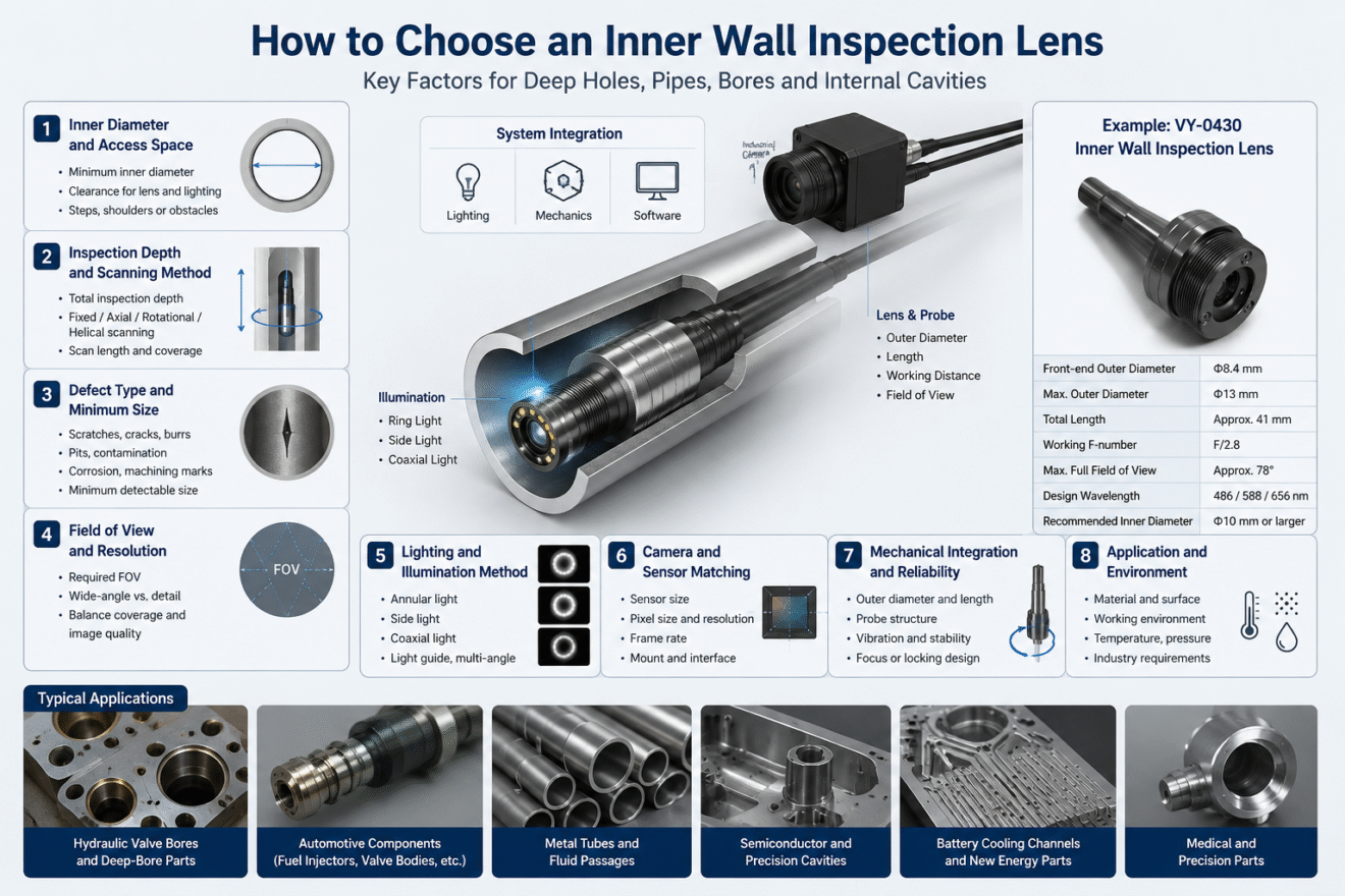 inner wall inspection lens selection guide for deep holes pipes bores and internal cavities